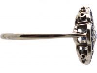 Early 20th Century Platinum, Sapphire & Diamond Cluster Ring with Scalloped Edge
