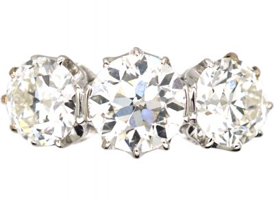 Early 20th Century White Gold, Three Stone Diamond Ring
