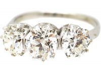 Early 20th Century White Gold, Three Stone Diamond Ring