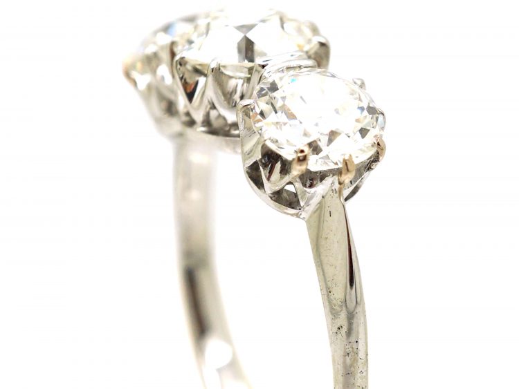 Early 20th Century White Gold, Three Stone Diamond Ring