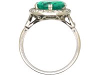 Early 20th Century Platinum, Emerald & Diamond Cluster Ring