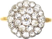 Edwardian 18ct Gold & Platinum Diamond Cluster Ring