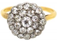 Edwardian 18ct Gold & Platinum Diamond Cluster Ring