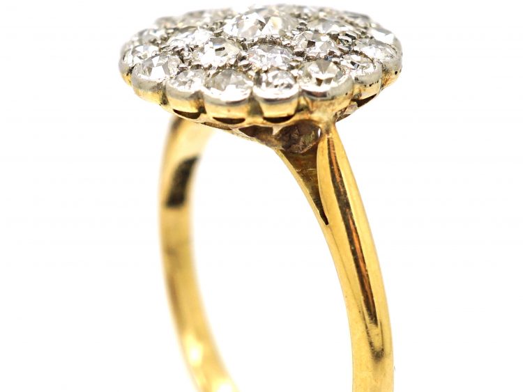 Edwardian 18ct Gold & Platinum Diamond Cluster Ring