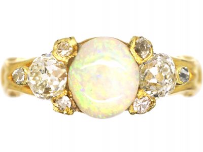 Victorian 18ct Gold, Opal & Diamond Ring