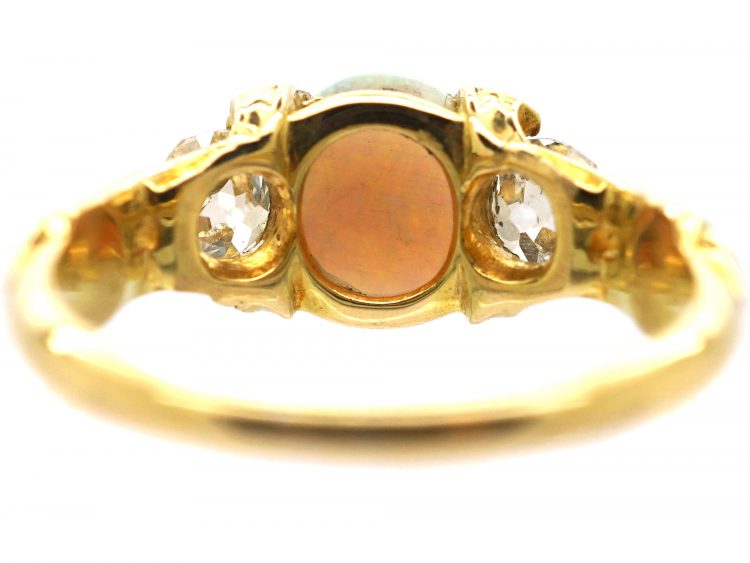 Victorian 18ct Gold, Opal & Diamond Ring