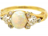 Victorian 18ct Gold, Opal & Diamond Ring