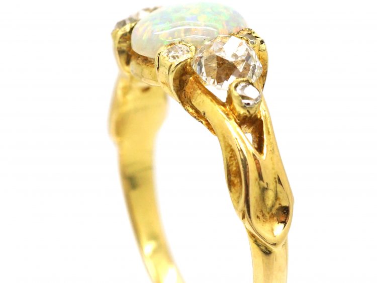 Victorian 18ct Gold, Opal & Diamond Ring