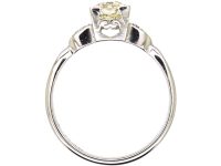 Art Deco 18ct White Gold & Platinum, Diamond Solitaire Ring with Diamond Set Shoulders