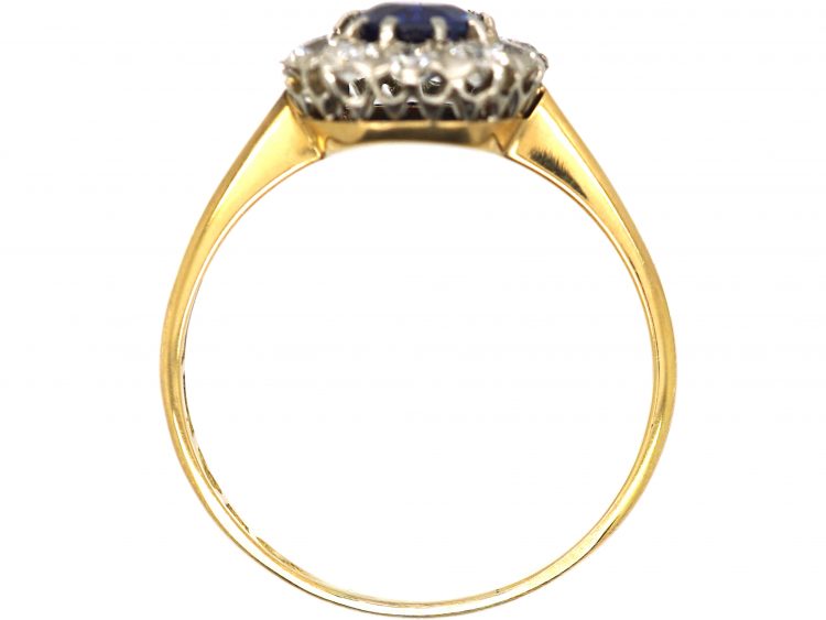 Swedish Early 20th Century 18ct Gold, Sapphire & Diamond Cluster Ring