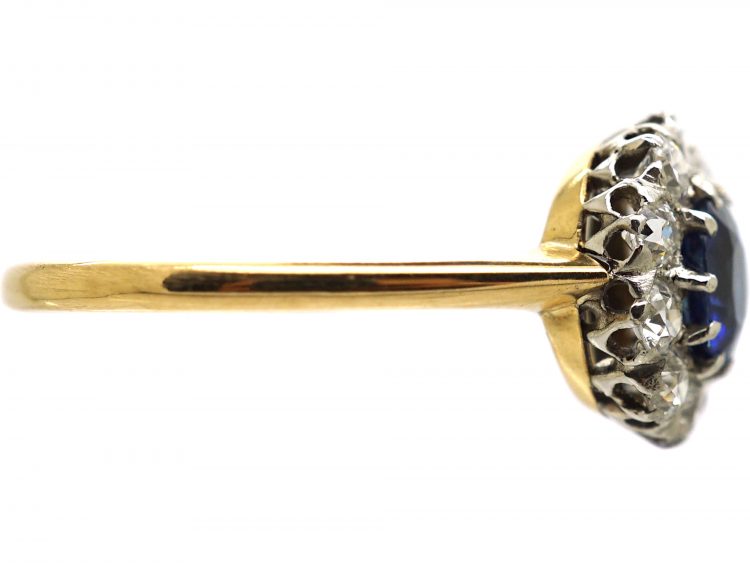 Swedish Early 20th Century 18ct Gold, Sapphire & Diamond Cluster Ring