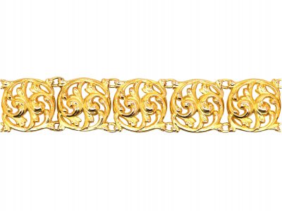 Art Nouveau 18ct Gold Bracelet with Leaf Motifs