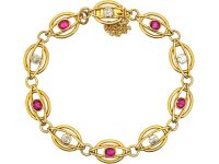 Edwardian 18ct Gold Bracelet set with Rubies & Diamonds