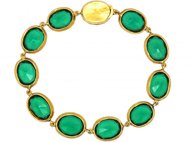 Georgian 18ct Gold & Green Paste Riviere that Converts to Two Bracelets