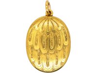 Victorian 15ct Gold Oval Locket with Engraving on Both Sides