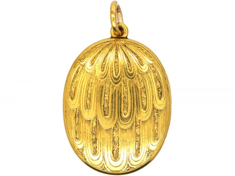 Victorian 15ct Gold Oval Locket with Engraving on Both Sides