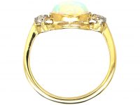 Edwardian 18ct Gold, Opal & Diamond Three Stone Ring