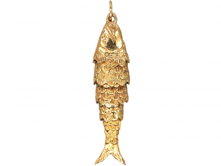 Mid 20th Century 9ct Gold Articulated Fish Pendant
