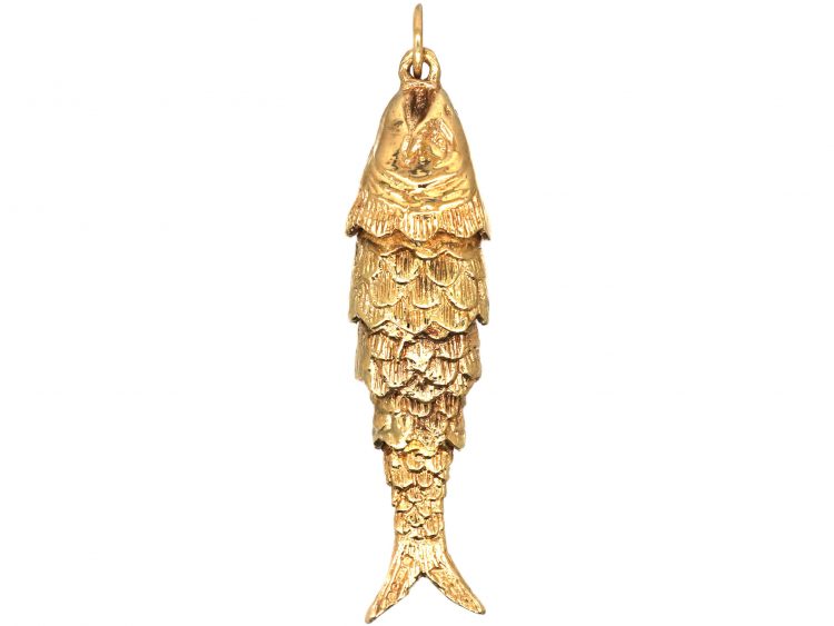 Mid 20th Century 9ct Gold Articulated Fish Pendant