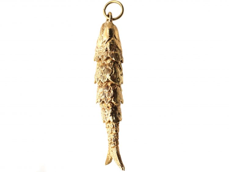 Mid 20th Century 9ct Gold Articulated Fish Pendant