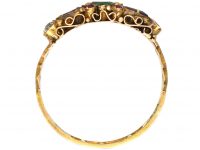 Victorian 15ct Gold, Emerald, Ruby & Diamond Ring with Heart Shaped Garnets