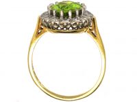 18ct Gold Cluster Ring set with a Peridot Surrounded by Diamonds