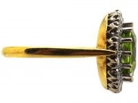 18ct Gold Cluster Ring set with a Peridot Surrounded by Diamonds