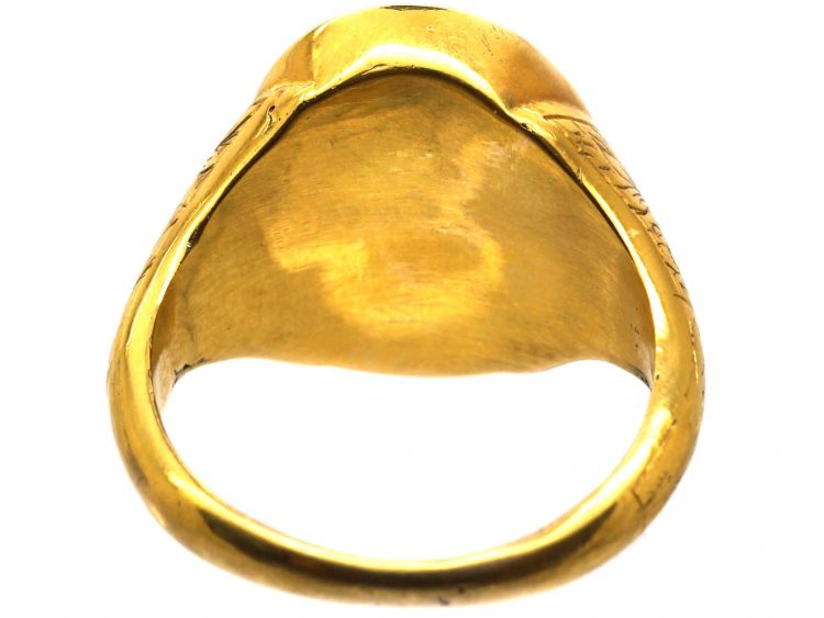 Georgian 18ct Gold Ring set with a Carnelian with Intaglio of a Lion's Head & Coronet