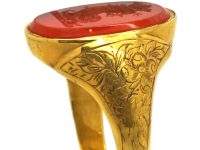 Georgian 18ct Gold Ring set with a Carnelian with Intaglio of a Lion's Head & Coronet