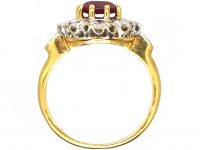 French Belle Epoque 18ct Gold, Ruby & Diamond Oval Cluster Ring