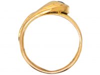 French Early 20th Century 18ct Gold Snake Ring set with a Sapphire & Ruby Eyes