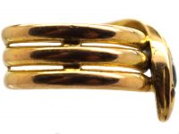 French Early 20th Century 18ct Gold Snake Ring set with a Sapphire & Ruby Eyes