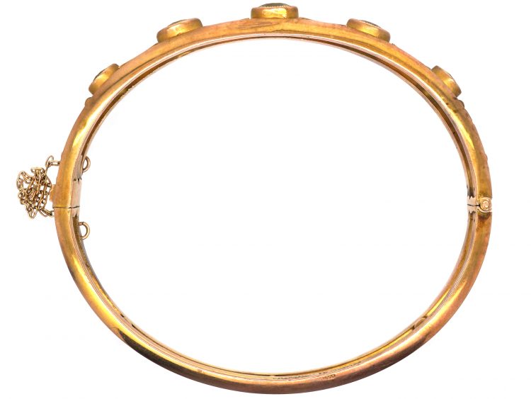 Edwardian 9ct Gold Bangle set with Peridots & Diamonds