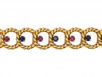 French 18ct Gold Bracelet set with Rubies & Sapphires by Camille Bournadet