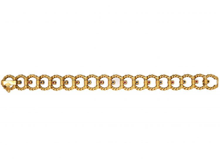 French 18ct Gold Bracelet set with Rubies & Sapphires by Camille Bournadet
