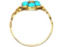 Regency 15ct Gold Turquoise & Rose Diamond Forget Me Not Cluster Ring