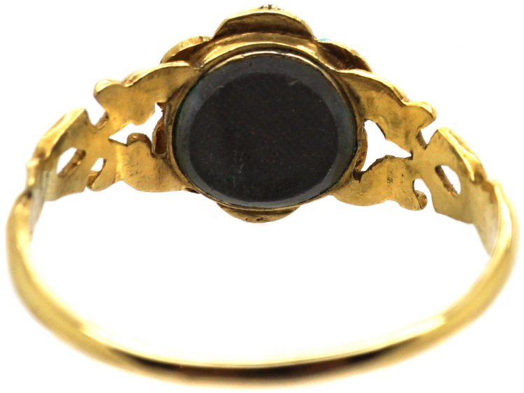 Regency 15ct Gold Turquoise & Rose Diamond Forget Me Not Cluster Ring