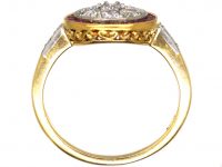 Art Deco 18ct Gold & Platinum Target Ring set with Rubies & Diamonds