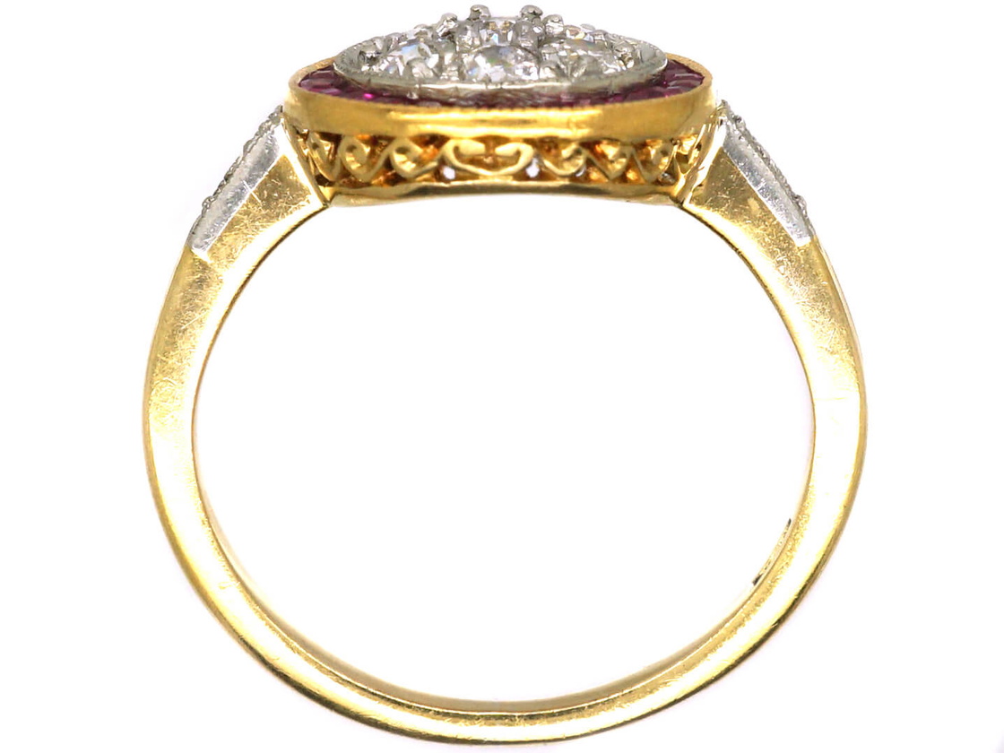 Rings Target Design Art Deco 18ct Gold & Platinum Target Ring set with Rubies & Diamonds ...