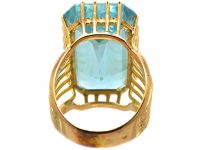 1950s 18ct Gold Ring set with a Large Rectangular Cut Aquamarine