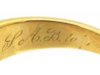 Victorian 18ct Gold Ring Rub Over Set with Three Old Cushion Cut Diamonds