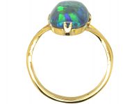 Art Deco 18ct Gold Ring set with a Black Opal