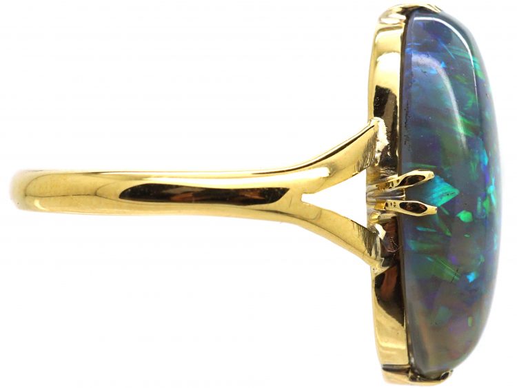 Art Deco 18ct Gold Ring set with a Black Opal