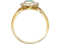 Edwardian 18ct Gold & Platinum, Emerald & Diamond Cluster Ring