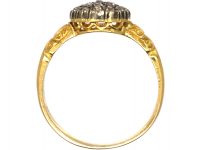 Edwardian 18ct Gold Diamond Cluster Ring with Ornate Shoulders