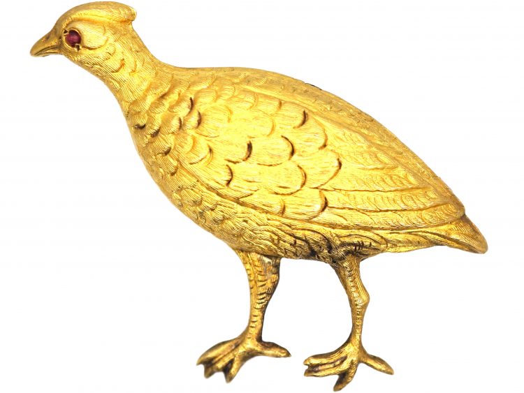Victorian 15ct Gold Brooch of a Grouse