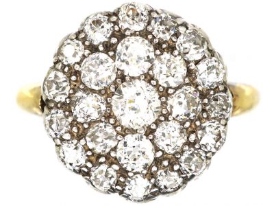 Victorian 18ct Gold Large Diamond Cluster Ring