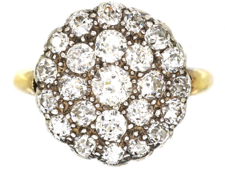 Victorian 18ct Gold Large Diamond Cluster Ring