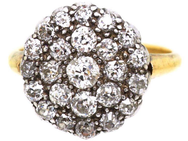 Victorian 18ct Gold Large Diamond Cluster Ring