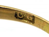 Early Victorian 18ct Gold, Three Stone Emerald Ring with Small Diamonds